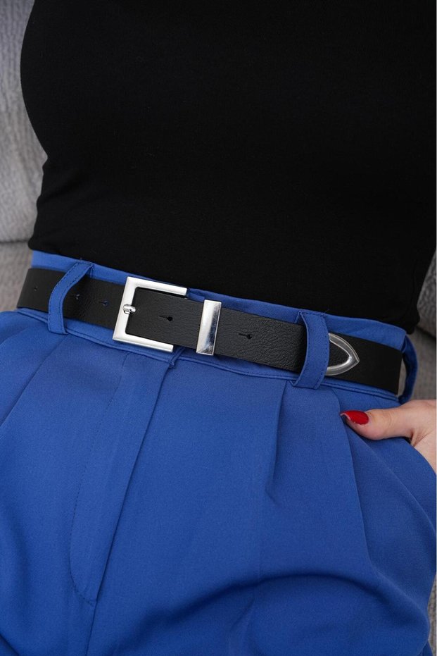 Silver Square Buckle Bridge End Set Women's Trouser Belt Dress Belt Shirt Belt Coat Belt