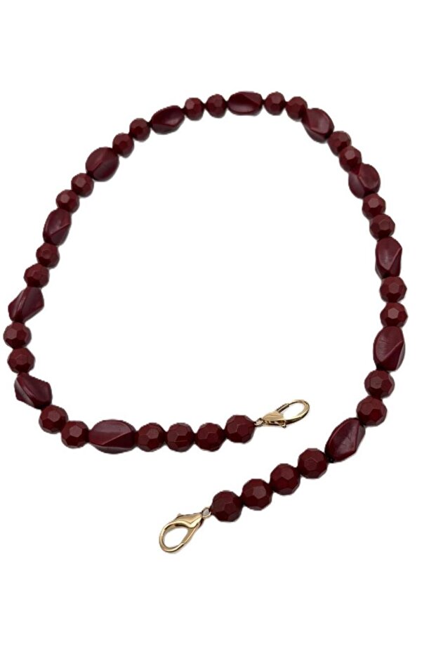 60 cm Burgundy Color Bag Handle with Hook Light Gold Metal