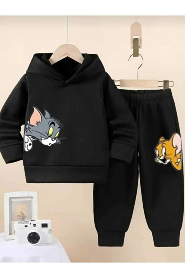 Children's Tom & Jerry Printed Hooded Sweatshirt Tracksuit Set
