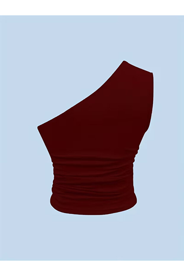 Kadın Kalın Askılı Tek Kol Basic Crop Bluz - 2