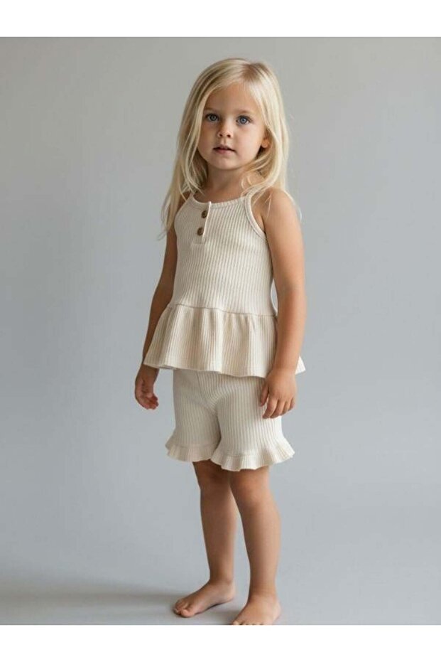 Girl's Cotton Strappy Shorts Set