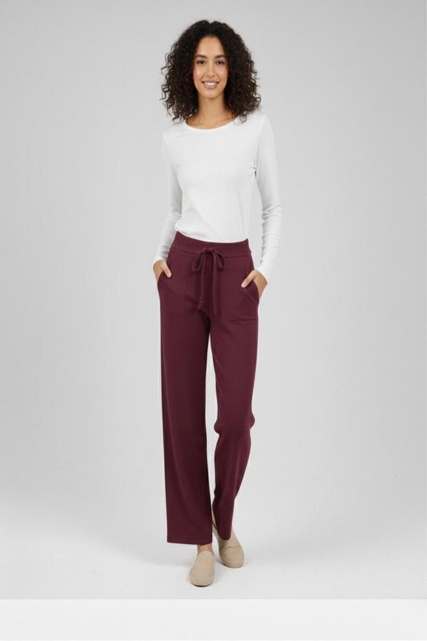 Women's High Waist Lace-Up Double Pocket Knitwear Comfortable Cut Wide Leg Pants Size 36/46 Compatible