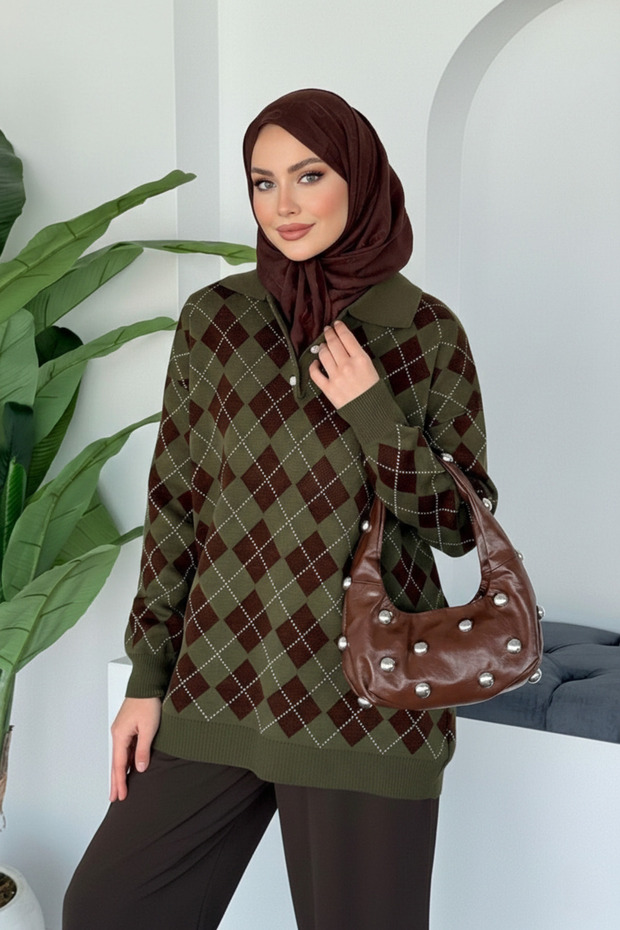 سترة بنمط كوكينا مربع الشكل ونقشة البقلاوة - 2