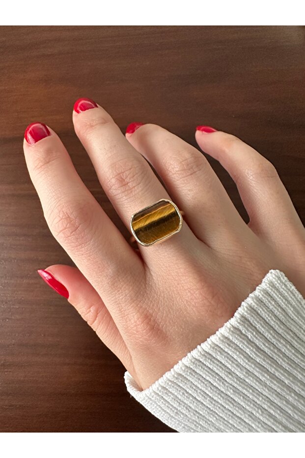 خاتم ذهبي على شكل عين النمر - 4