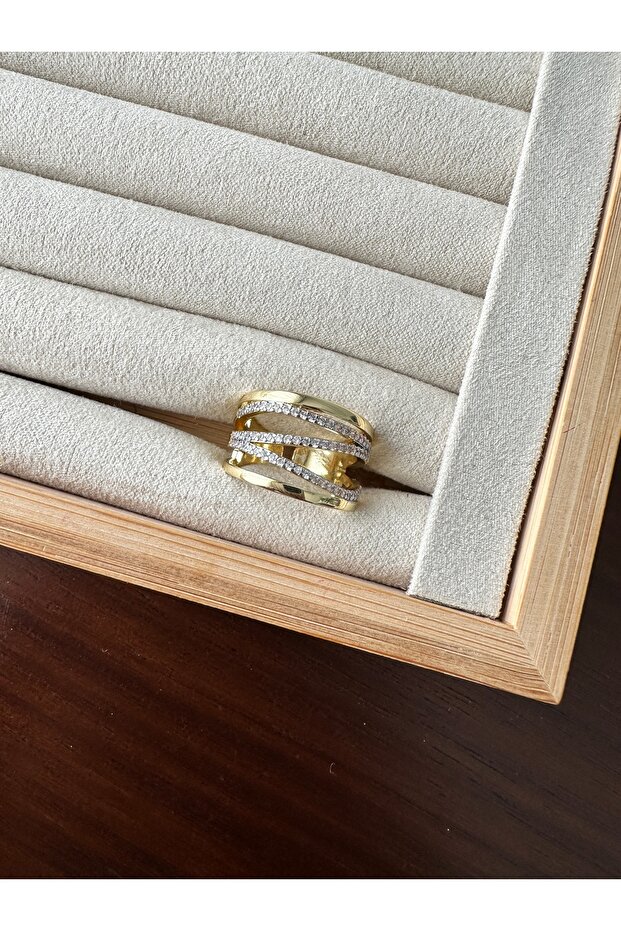 خاتم مرصع بالأحجار على شكل صف مزدوج - 2