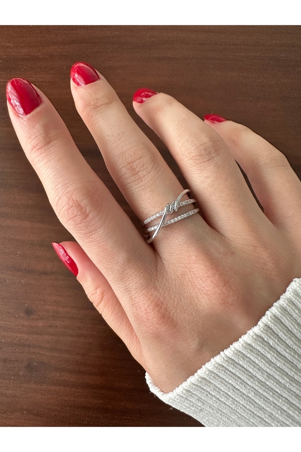 Silver Colored Stone Wire Wrap Ring