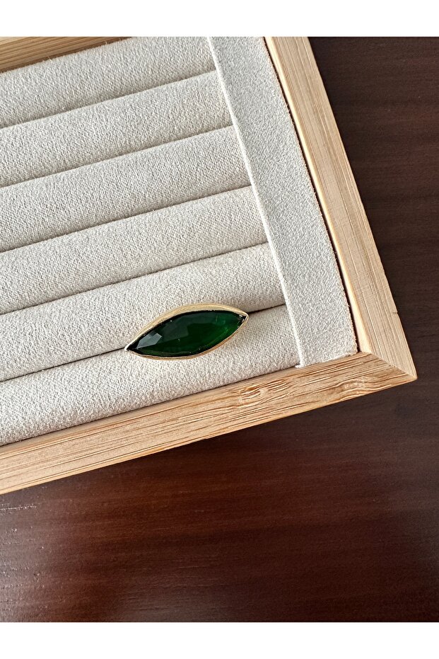 Green Stone Shuttle Ring - 1