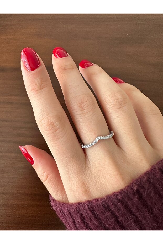 Silver Color Stone Direction Ring - 3
