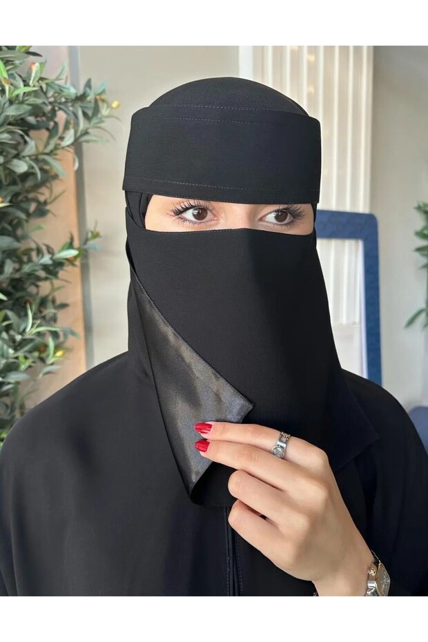 نقاب وسط مبطن حرير قماش ليزر كوري