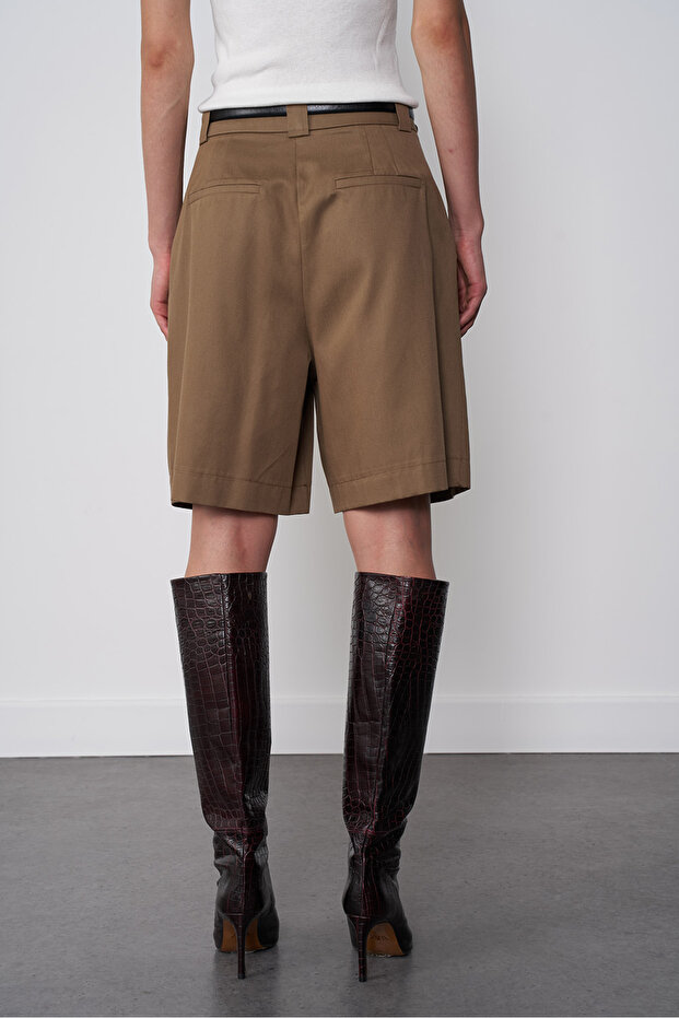 Pileli Bermuda Şort - 4