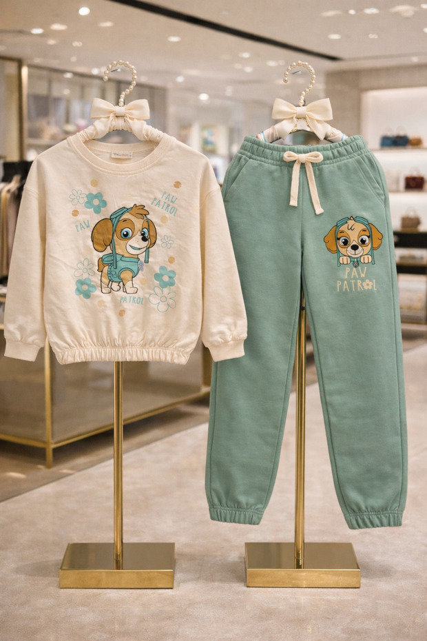 Paw Petrol Printed - 3-Ply Shardooned-Soft Texture 100% Cotton-Kids' Pajama Set-With Pockets-Elastic Waist