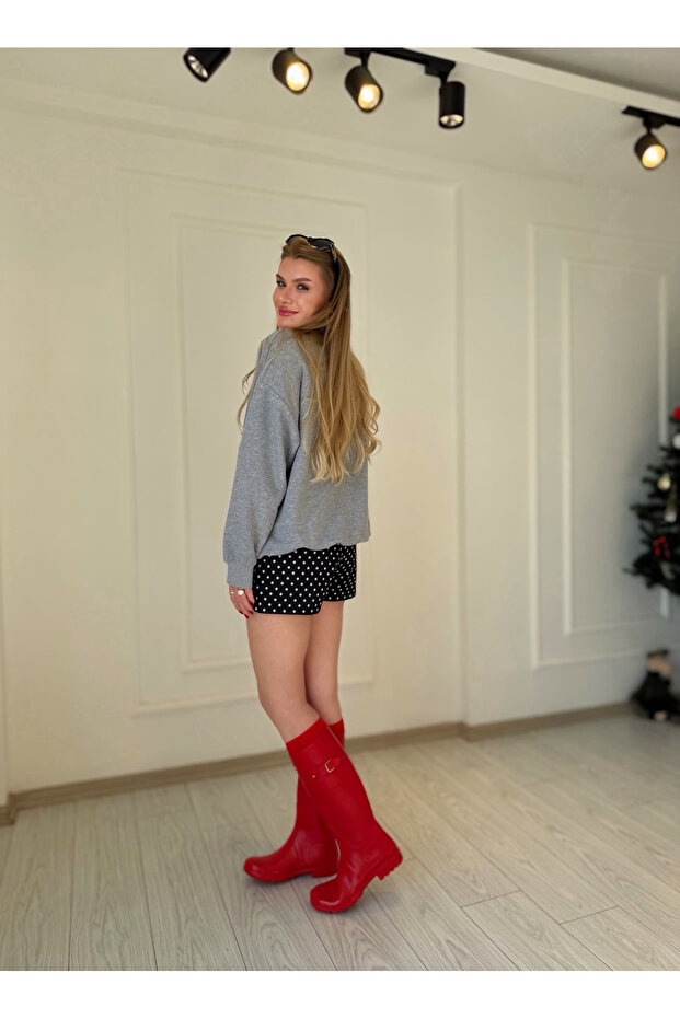 Puantiyeli Şort Etek - Siyah - 9