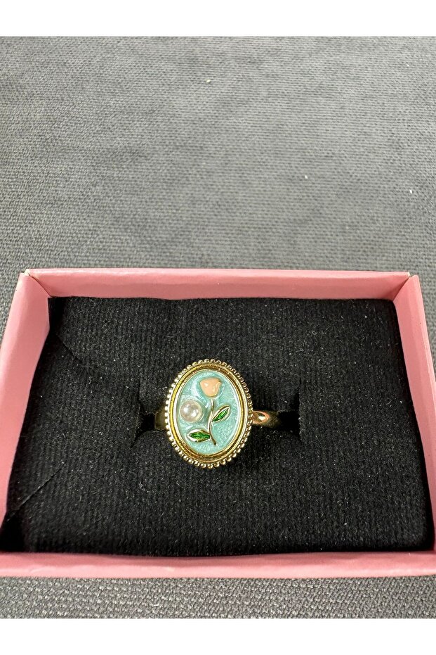 خاتم قابل للتعديل مطلي بالمينا - 1