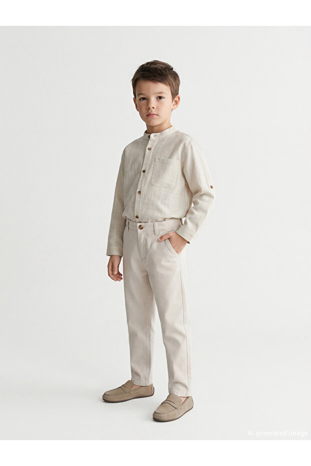 Beige Regular Fit Boys' Trousers
