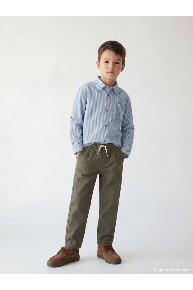 Lcw kids elastic waistband boy's trousers in khaki