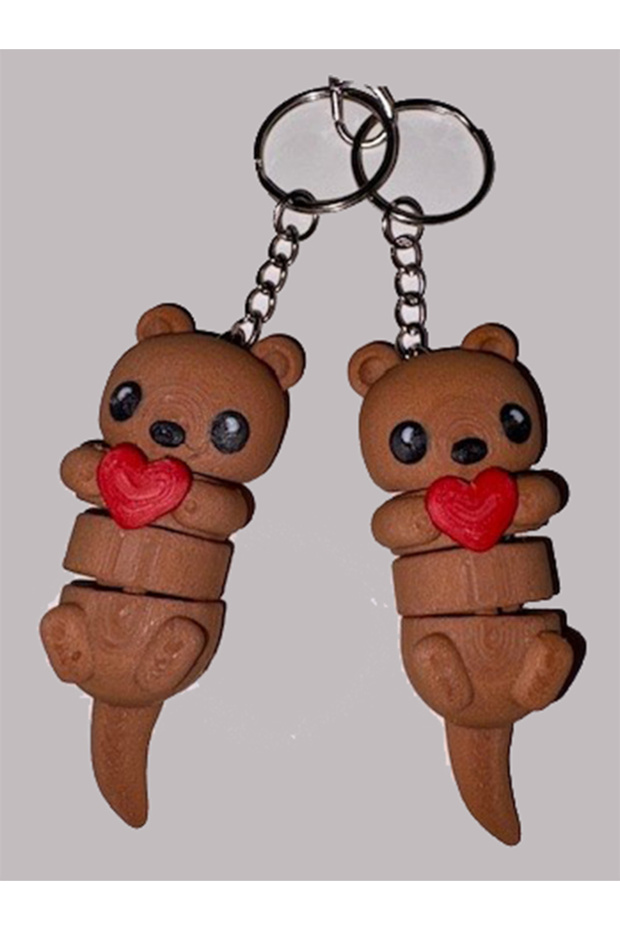 2 Pcs Valentine's Day Heart-Shaped Moving Dog Figure Keychain