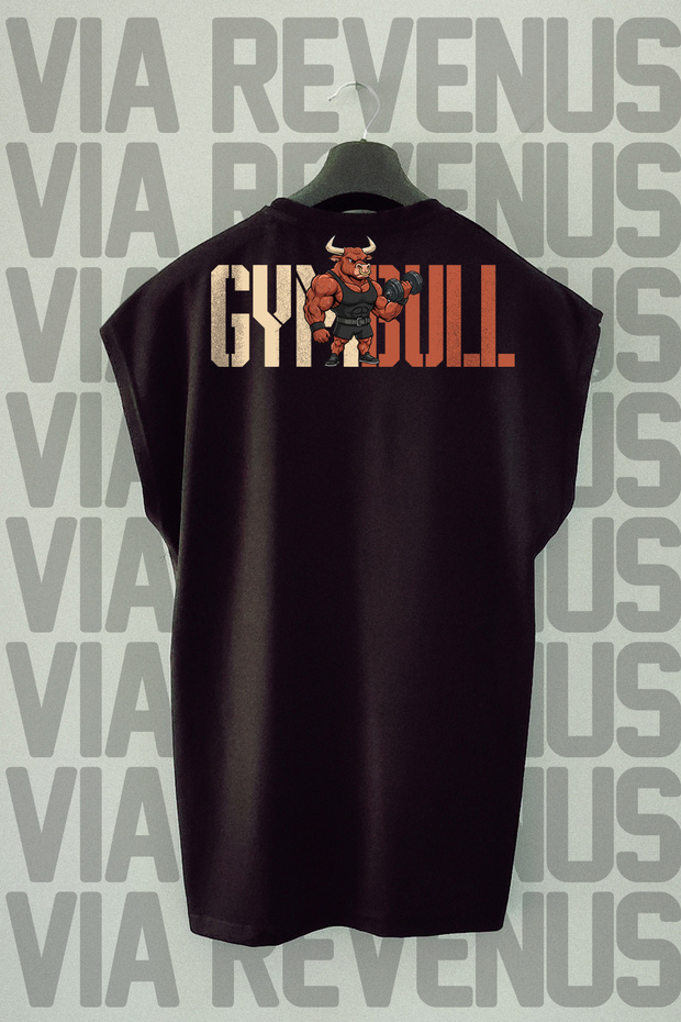 Gym Bull Back Printed Zero Sleeve 100% Cotton Sports Tshirt
