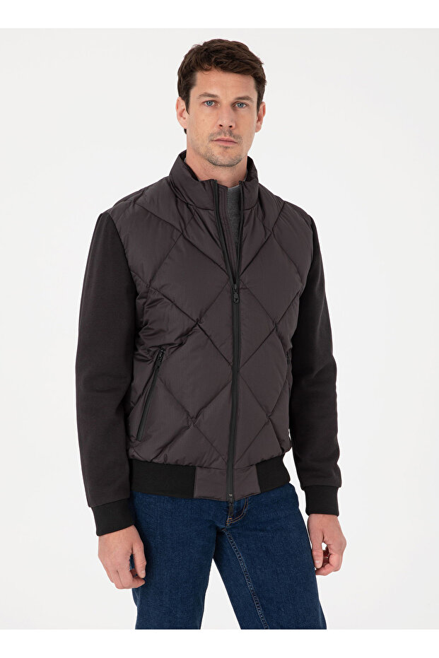 Siyah Erkek Basic Kapitone Mont ROBBY - 1