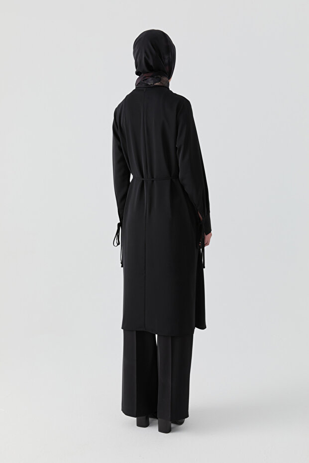 Omuz Drapeli Tunik - Siyah - 5
