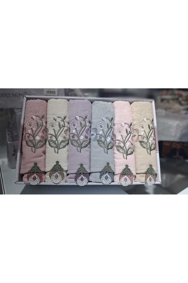 Velvet Embroidered 6-Piece Towel Set 50 X 90