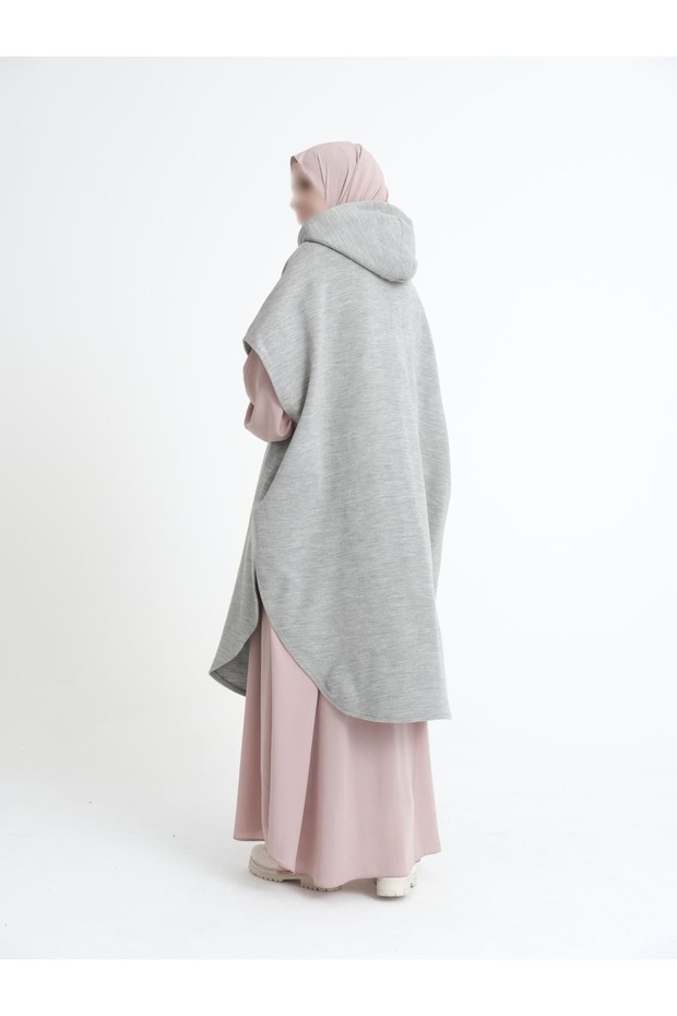 Kalın Çelik Örme Açık Gri Hakim Yakalı Panço - 4