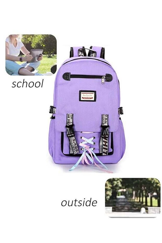 Backpack Large Capacity Travel Backpack Leisure Backpack Computer Backpack Purple - 5