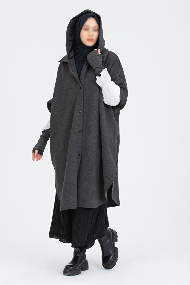 Kalın Çelik Örme Antrasit Hakim Yakalı Panço - 7