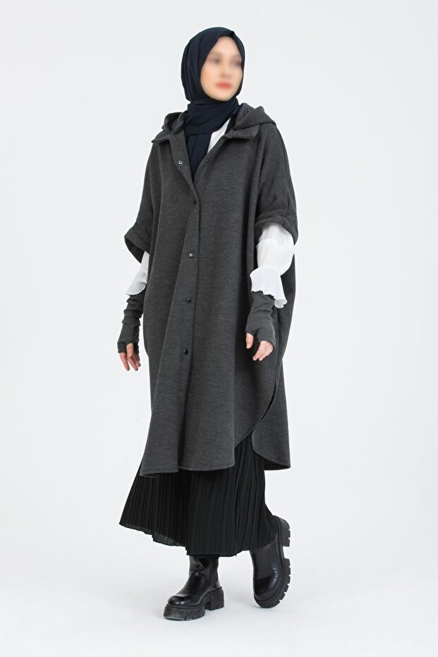 Kalın Çelik Örme Antrasit Hakim Yakalı Panço - 6