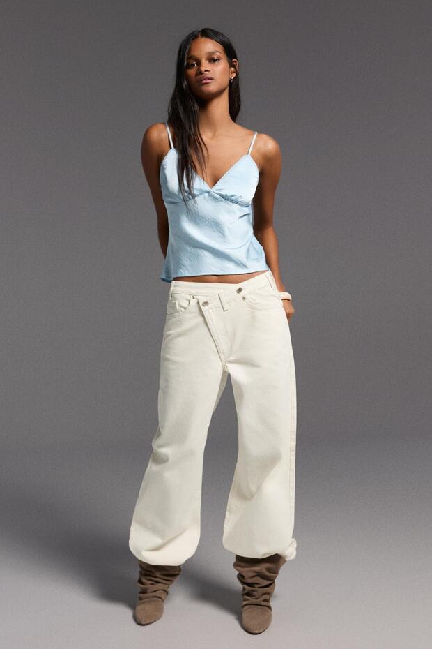 Dantelli saten top - 3