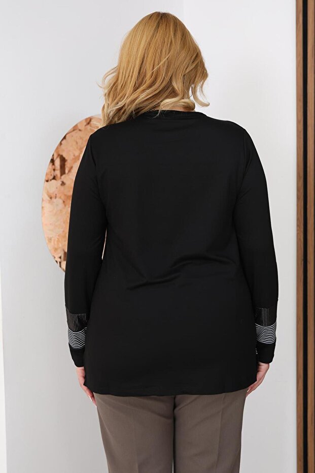 بلوزة مخططة مقاس كبير - 8