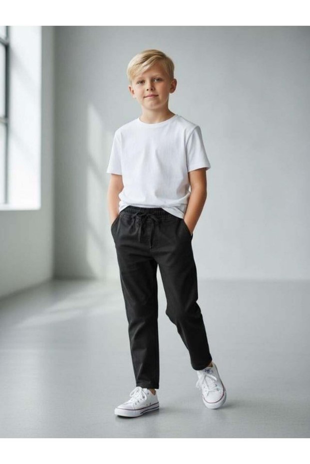 Boy's Flexible Fabric Elastic Waist Pants