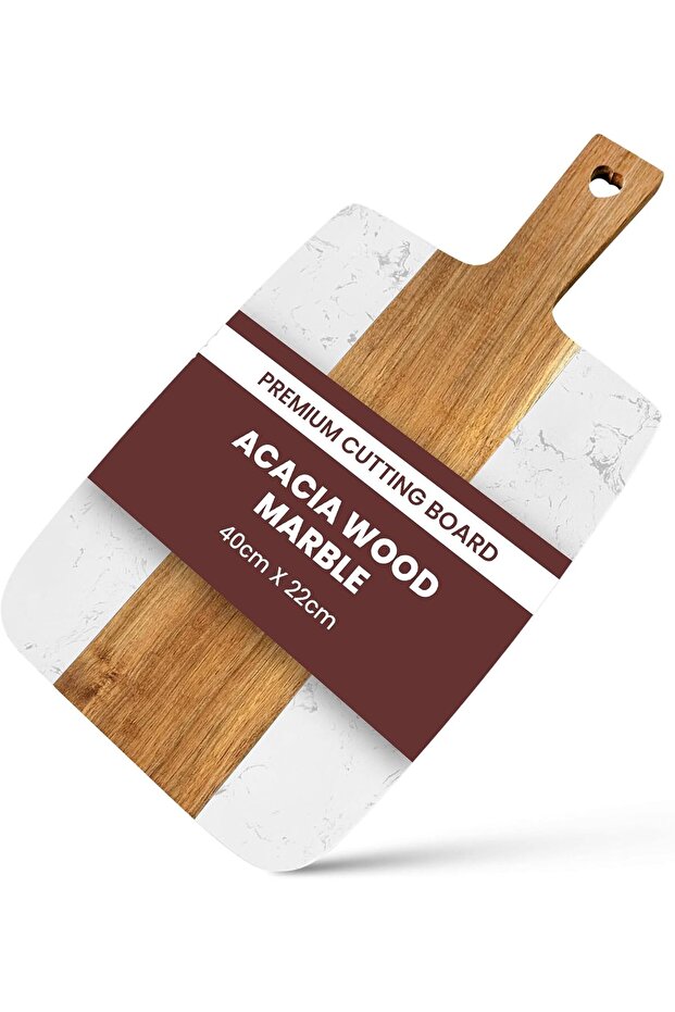 Acacia Wood & White Marble Cutting Board