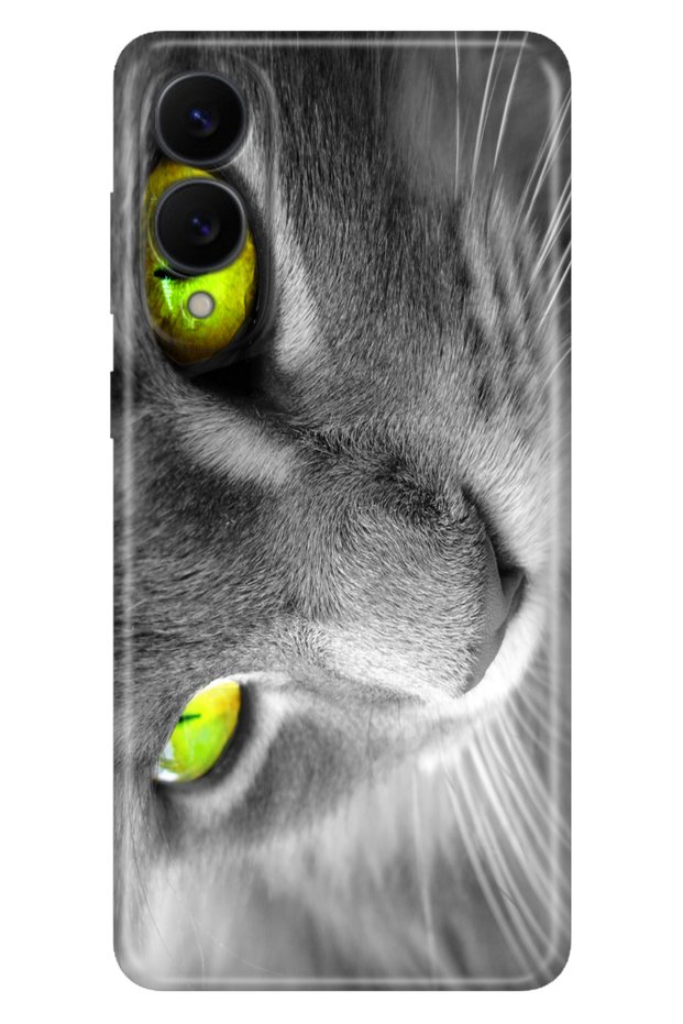 Galaxy S25 Edge Case Patterned Silicone Printed Cover Yellow Eye Cat