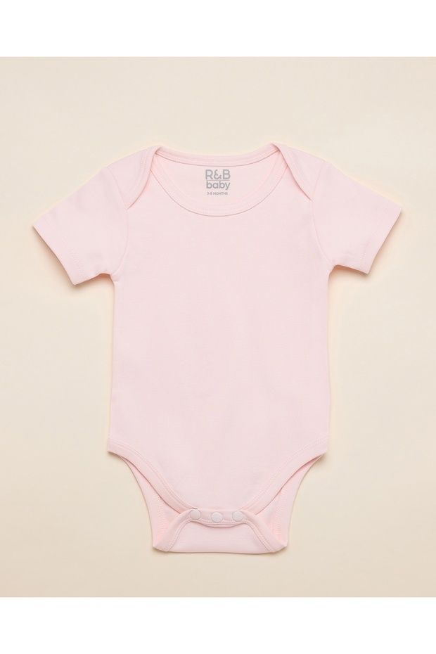 3 Pack Solid Bodysuits with Short Sleeves - 4