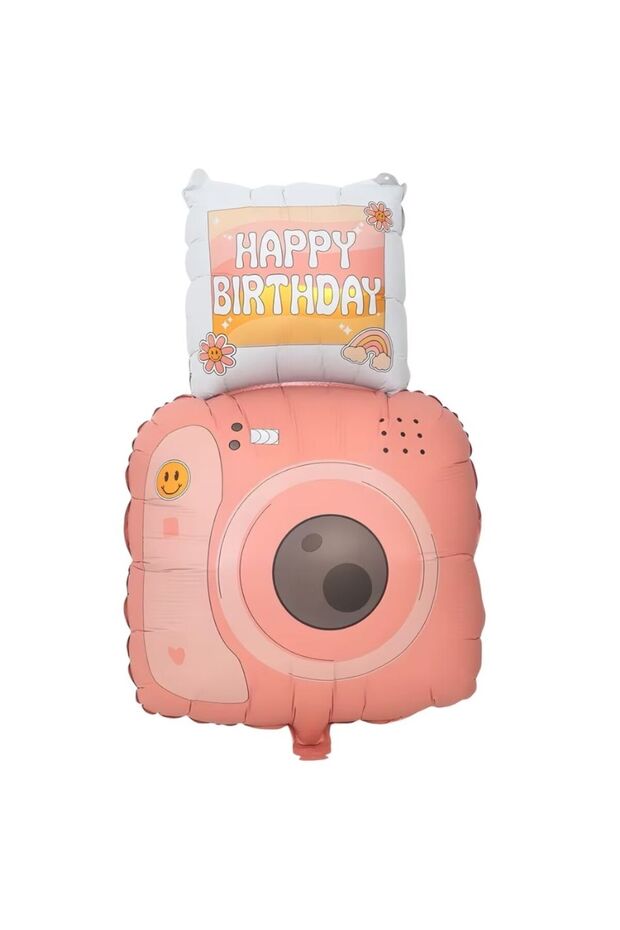 Happy Birthday Pink Camera Shaped Foil Balloon
