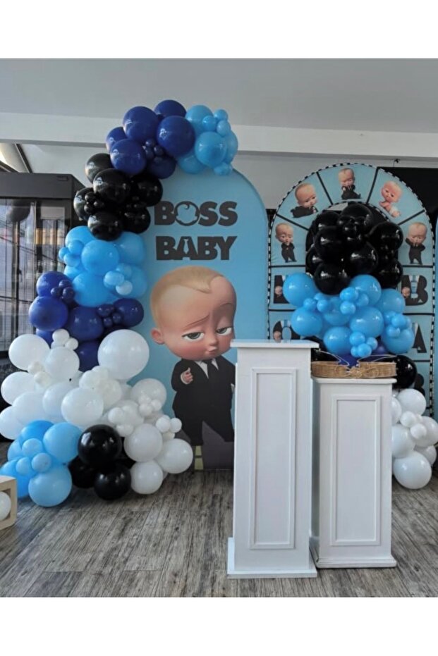 Navy Blue White Black Balloon Chain Set of 100