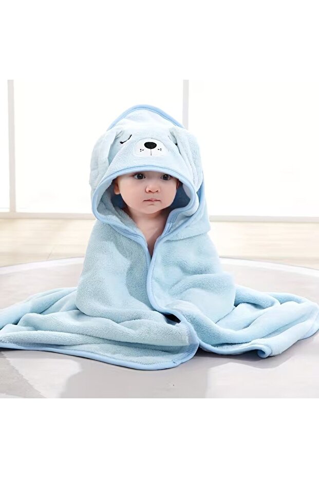 Blue Microfiber Bath Towel, Quick-Dry, 80 x 80 Cm Set of 01