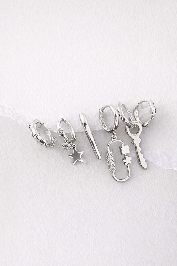 Çelik 6'lı Anime Küpe - 3