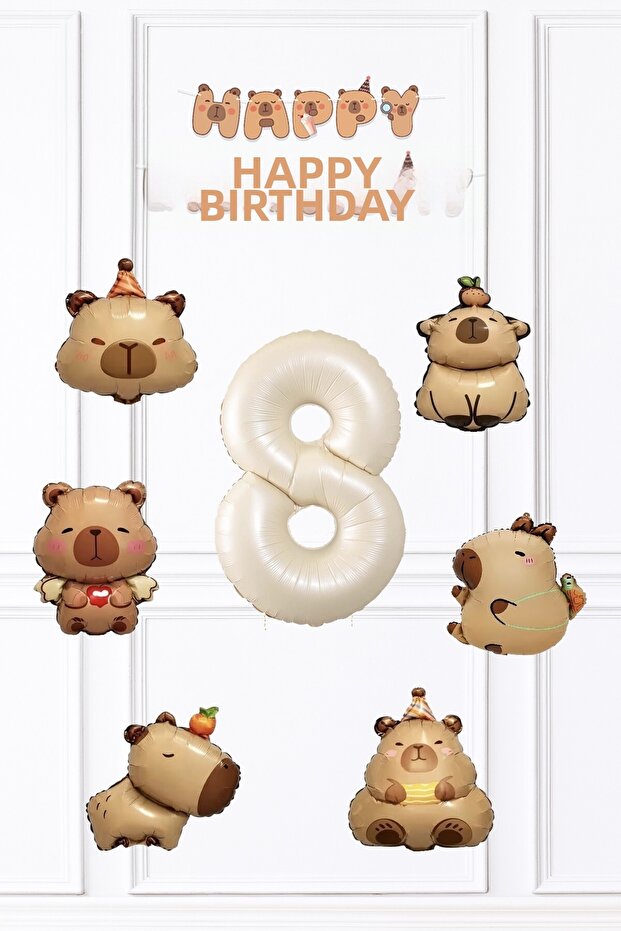 Capybara Birthday Decoration Set Balloon and Banner Set