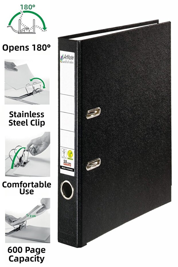 Office Folder Black Narrow 1 Piece Plastic Narrow Black Folder with Ring Stainless Steel Clip Office Office
