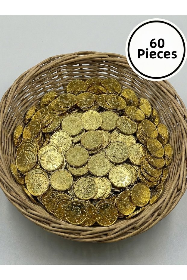 Metal Para Penez Beads Gold 2 cm 60 Pieces | Decoration and Hobby Accessory