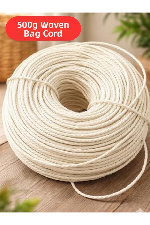 Kraft Twine, 500 Grams 3.0mm, Natural Twisted Raffia Twine, for Bag Basket, Natural, Bag String, Off-White