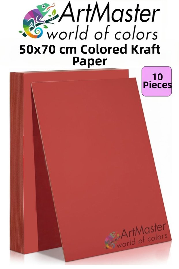 Red Colored Cardboard 50X70 cm 10 Pieces 1 Pack Colored Hard Cardboard 1.0 mm Kindergarten Hobby Activity Ok