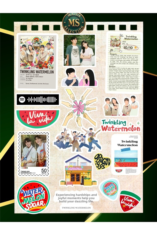Twinkling Watermelon K-Drama Viva La Vida Sticker Set – 18 Pieces | 3-5 cm Waterproof Sticker Set