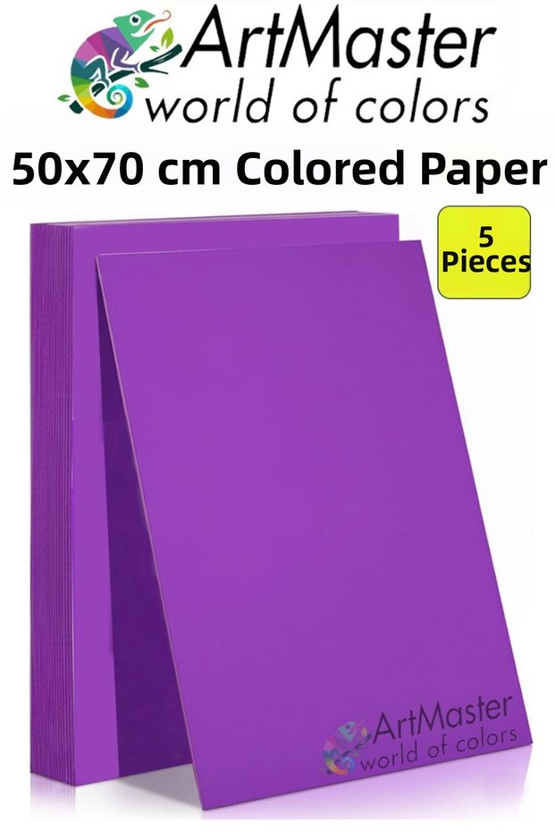 Purple Colored Cardboard 50X70 cm 5 Pieces 1 Pack Colorful Hard Cardboard 1.0 mm Kindergarten Hobby Activity School Pre-School