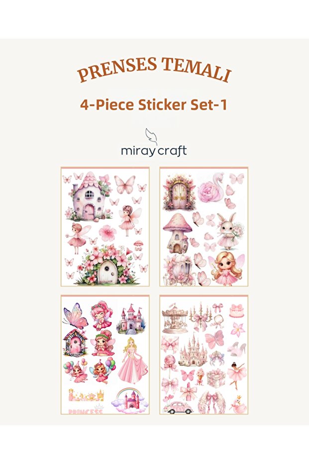 4 Sheets Princess Themed Sticker Set (12*17 cm)