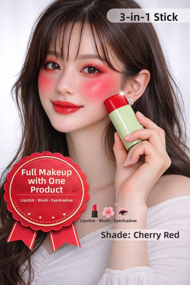 Stick Blush Eyeshadow Lipstick 3 in 1 – Natural & Vibrant Look – Practical Use