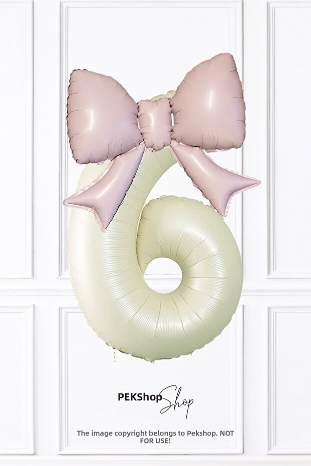 Pink Bow Balloon Cream Number Foil Balloon Age Balloon Set