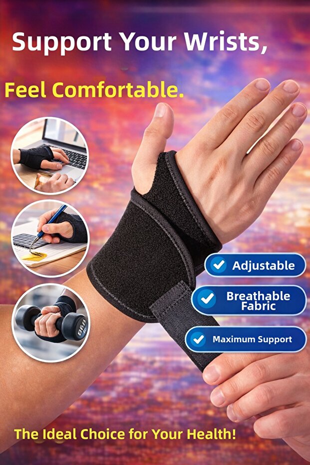 Deluxe Adjustable Support Wristband for Women & Men, Compatible with Right & Left Hands, Sports and Daily Use