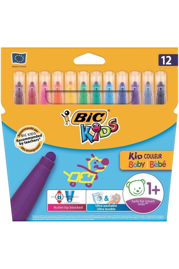 Kids Couleur Baby Felt Tip Crayons 12 Colors 902080